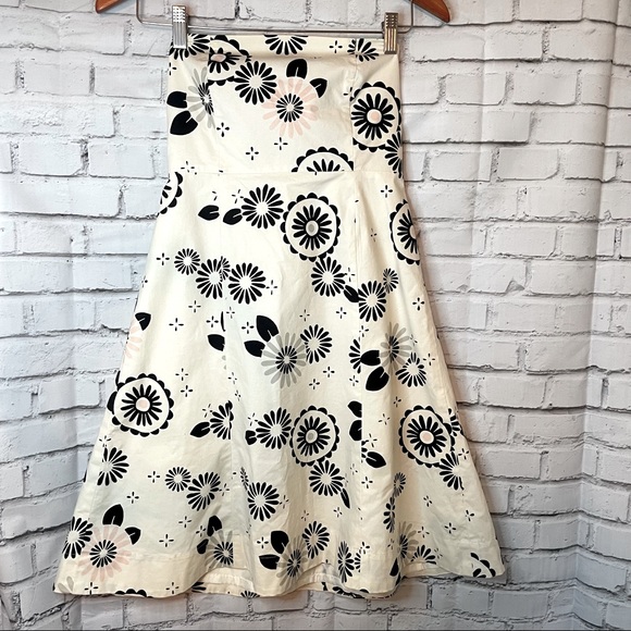 Gap Ivory Floral Strapless Lined Midi Dress - Picture 1 of 7